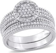 DELMAR Sterling Silver Diamond Cluster Ring - 0.33 ctw