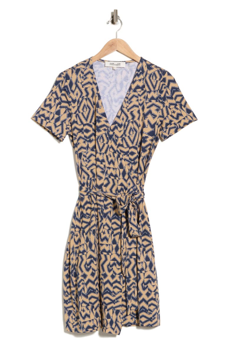 Julian Cotton and Silk Wrap Dress, Alternate, color, TROY MAZE SMALL GEIGE