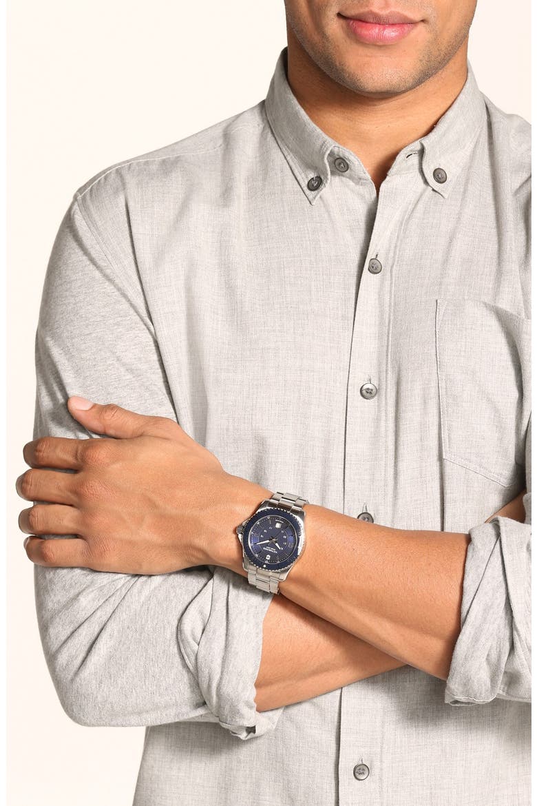 'Maverick GS' Stainless Steel Watch, 43mm, Alternate, color, SILVER/ BLUE