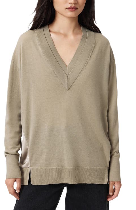 Bern Paneled V-Neck Merino Wool Sweater