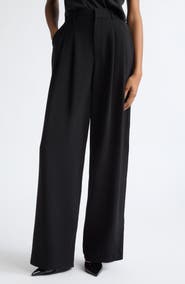 Cinq à Sept Marne Pleated Wide Leg Crepe Pants