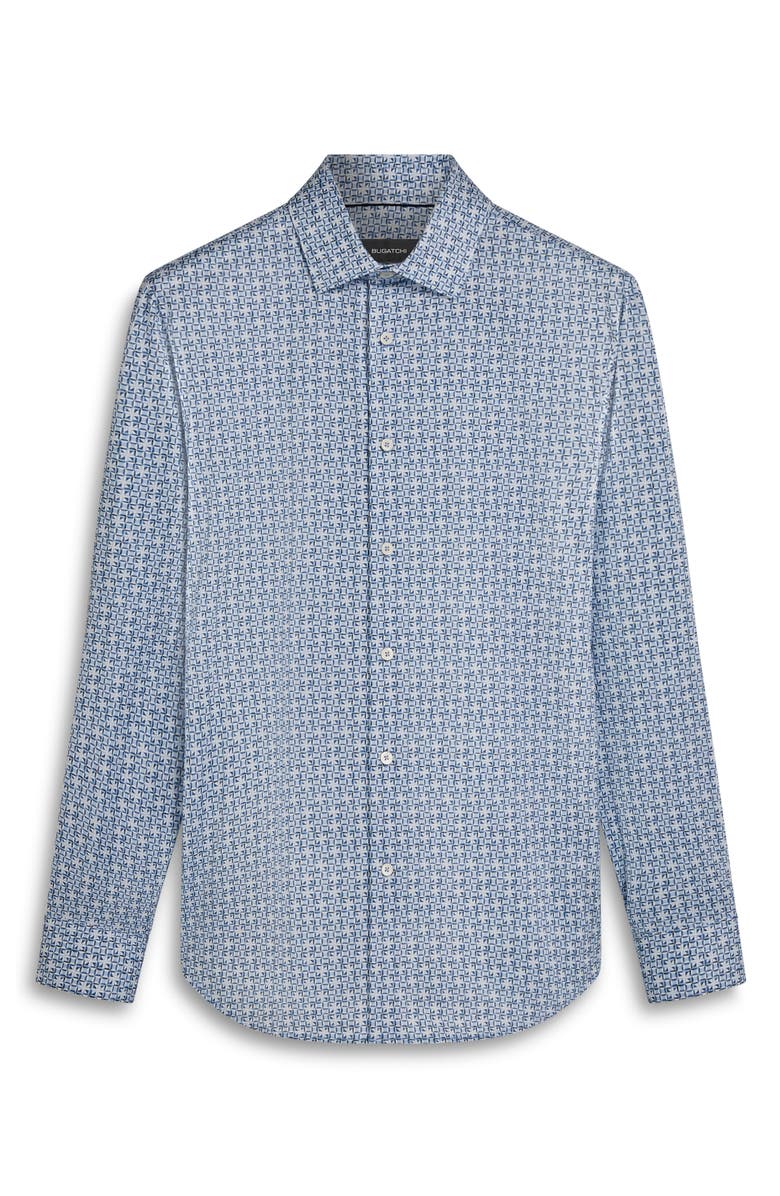 Bugatchi James OoohCotton<sup
®</sup
 Geometric Print Button-Up Shirt, Alternate, color, Air Blue