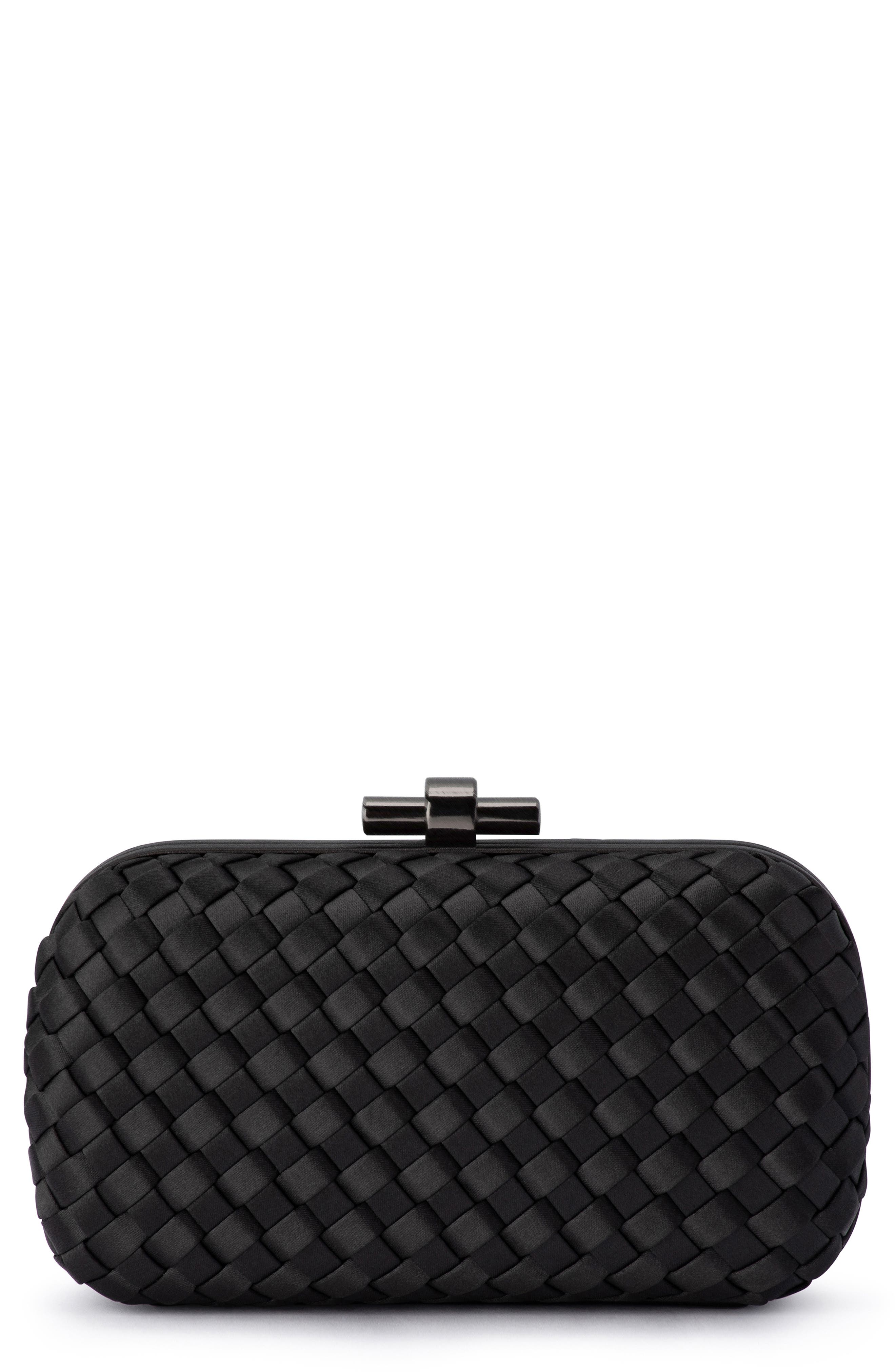 Evelyn Woven Clutch, Main, color, BLACK