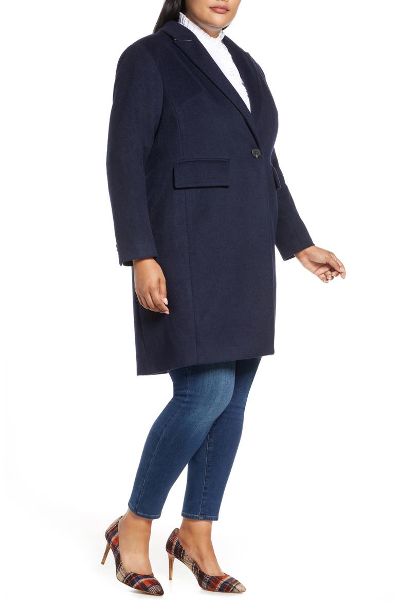 One-Button Plush Topper Coat, Alternate, color, BLUE NIGHT