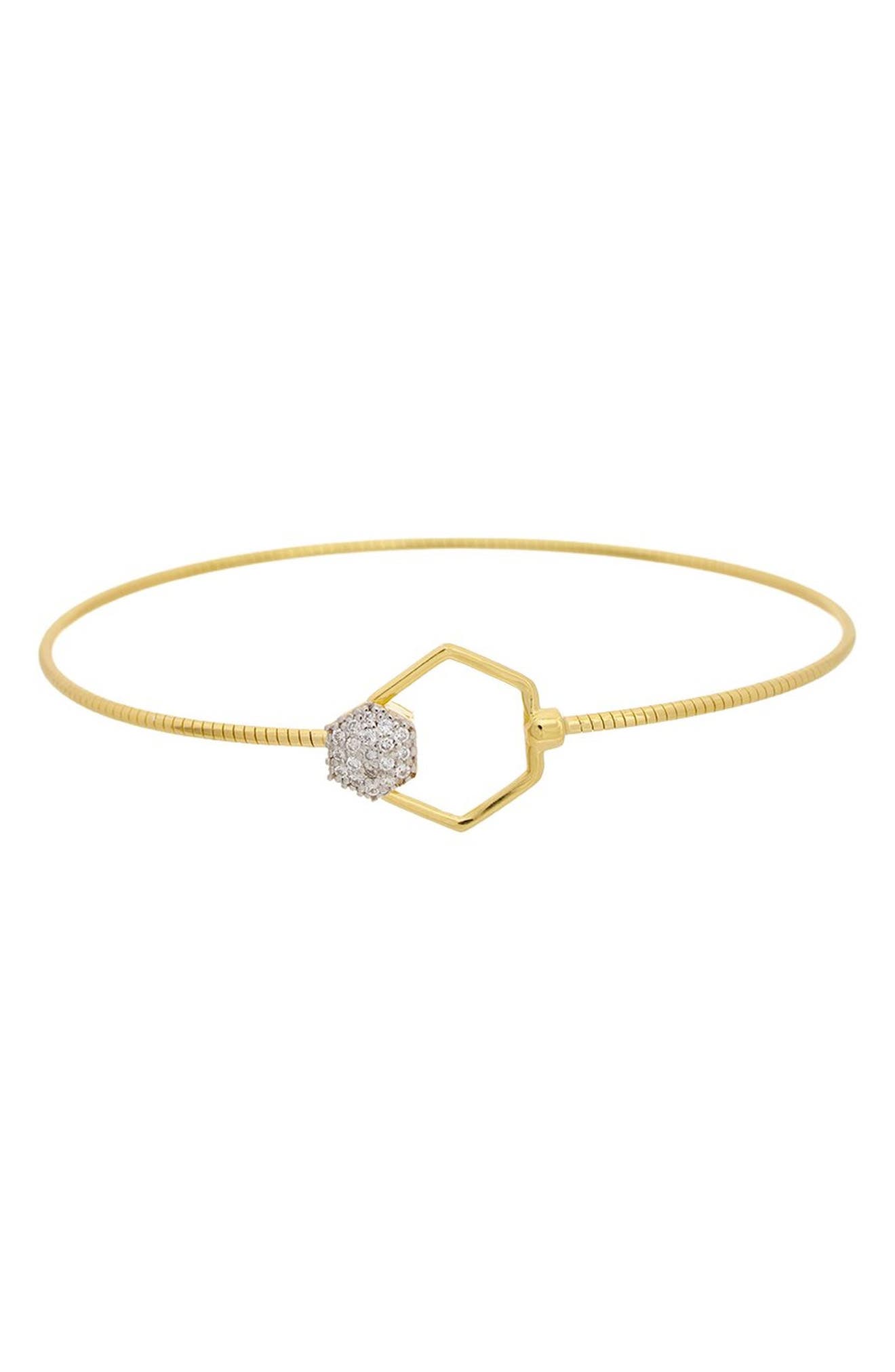 Diamond Hexagon Cuff Bangle