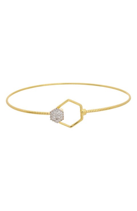 Diamond Hexagon Cuff Bangle