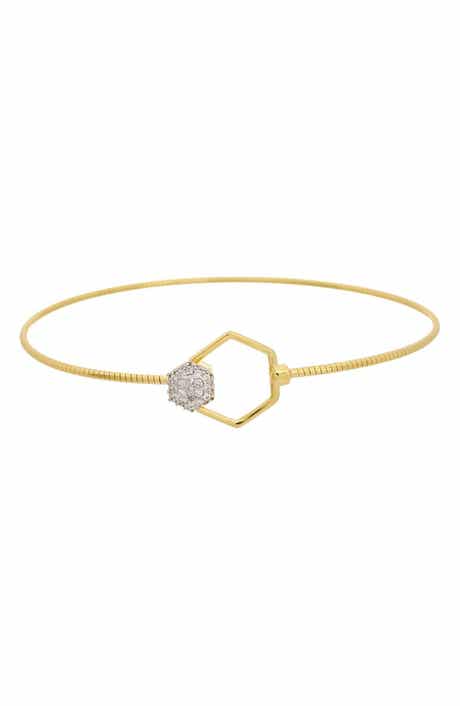 Diamond Hexagon Cuff Bangle