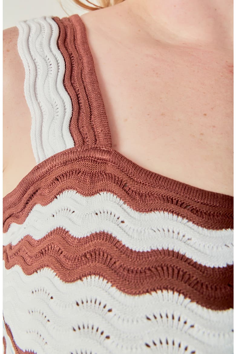 Wavy Crochet Midi Dress, Alternate, color, BROWN MULTI