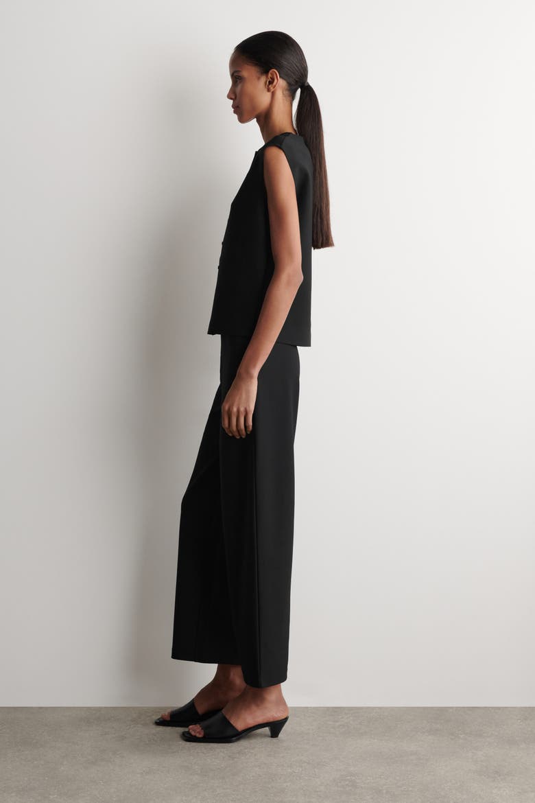 High-waisted Trousers, Alternate, color, BLACK