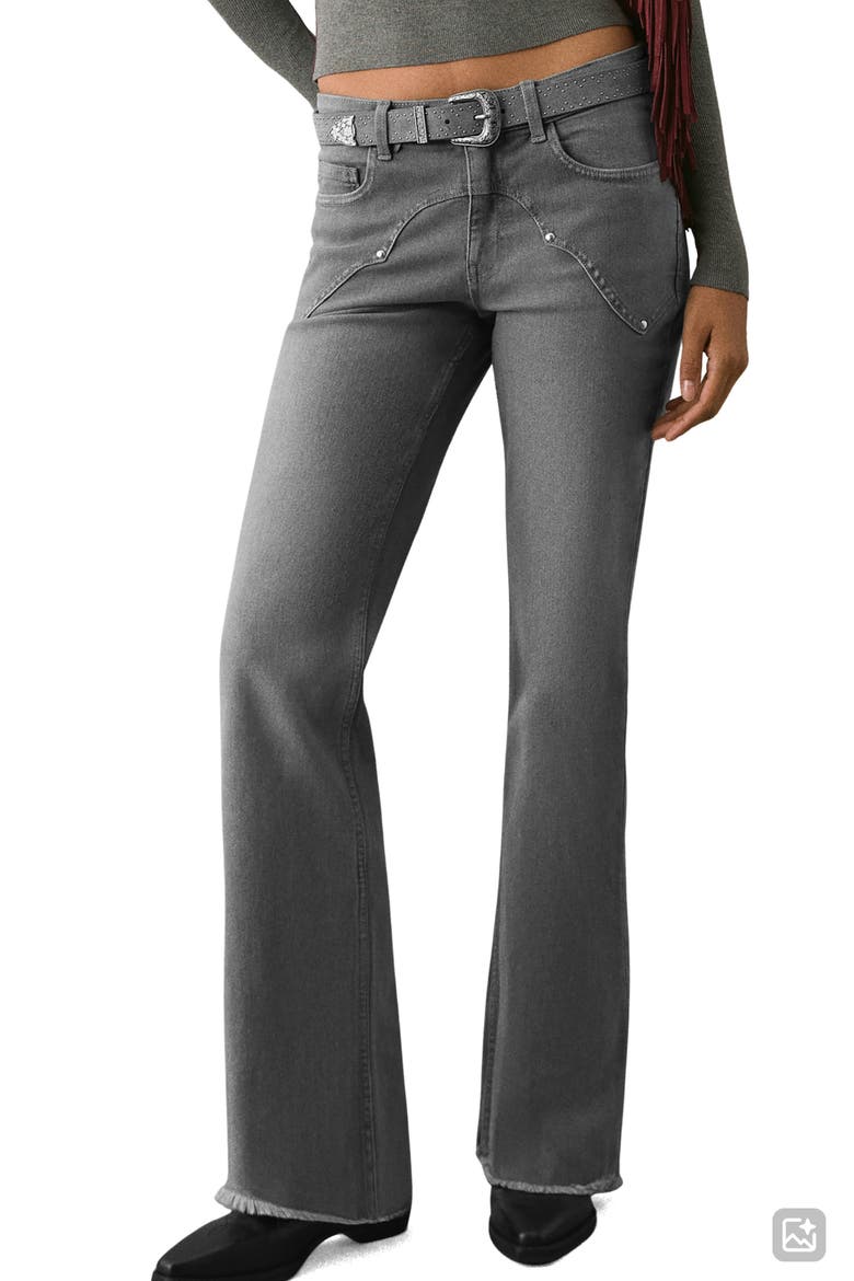 Low Rise Stud Flare Jeans, Main, color, DENIM GREY