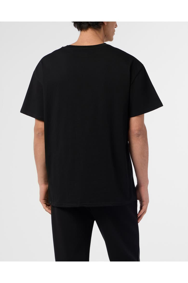 Round Neck T-Shirt Chest Logo Men, Alternate, color, black/orange