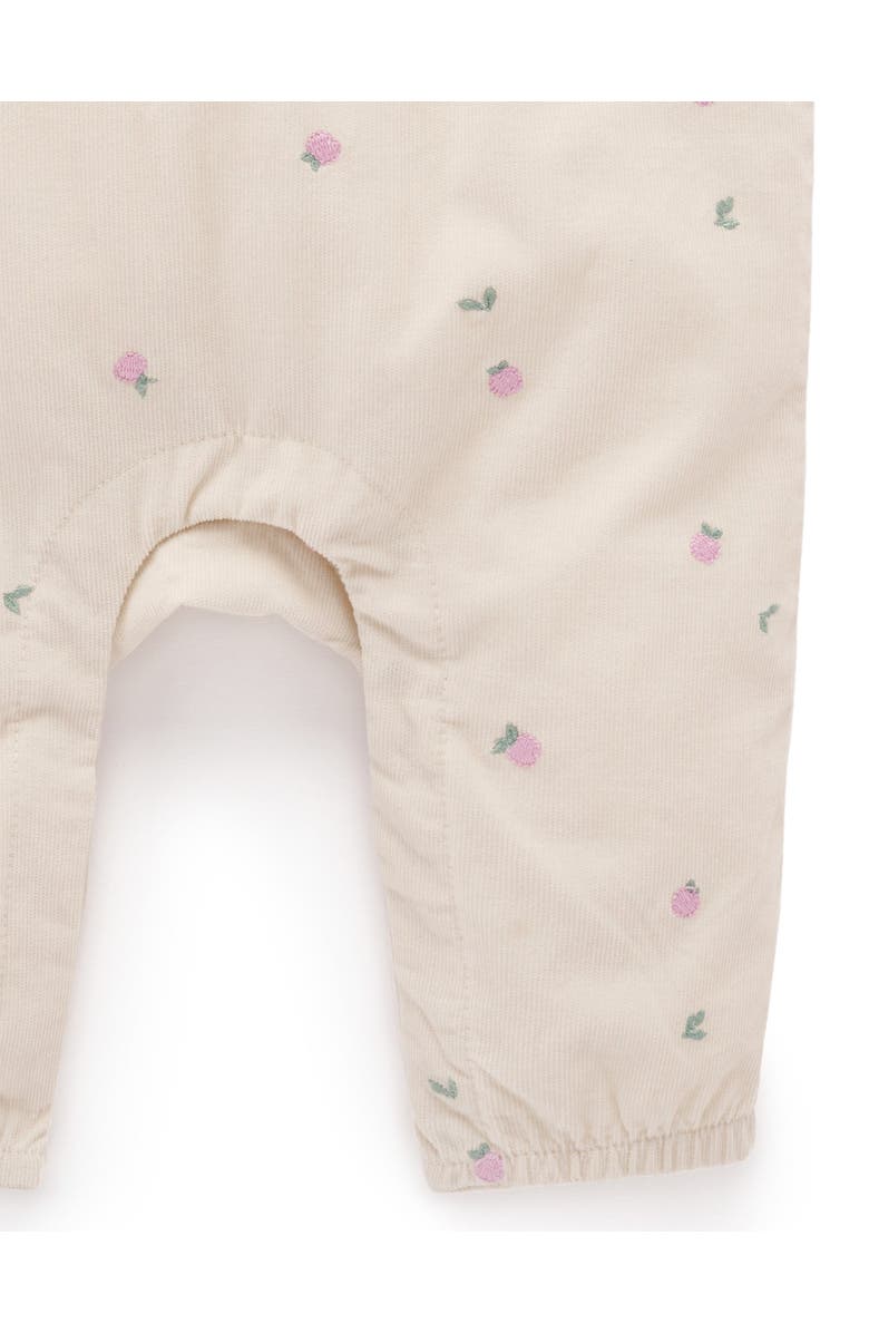 Purebaby Embroidered Corduroy Romper, Alternate, color, Orchard Broderie