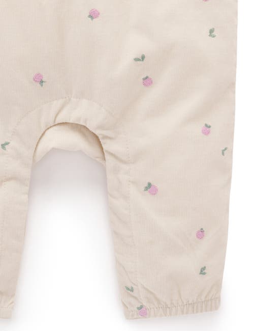 Purebaby Embroidered Corduroy Romper In Neutral