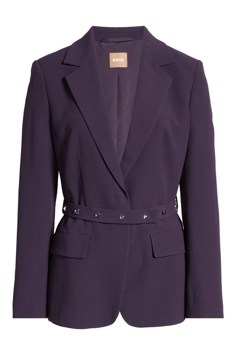 Jiriva Belted Blazer, Alternate, color, DARK PLUM