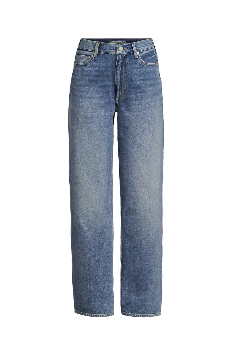 Lands' End Rigid Denim Mid Rise Baggy Jeans, Alternate, color, Medium Ocean Blue Wash