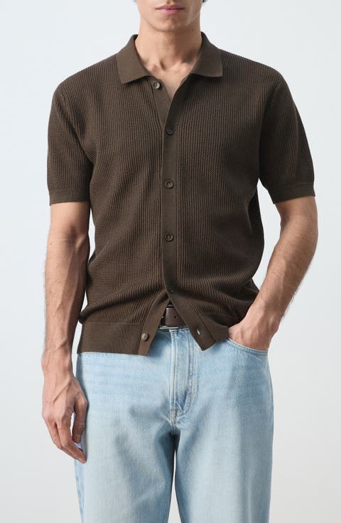 Cotton Piqué Button-Up Shirt