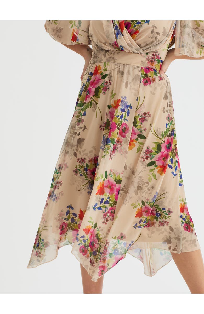 Scarlett & Jo Julie Floral Hanky Hem Dress, Alternate, color, Vintage Cream Multi