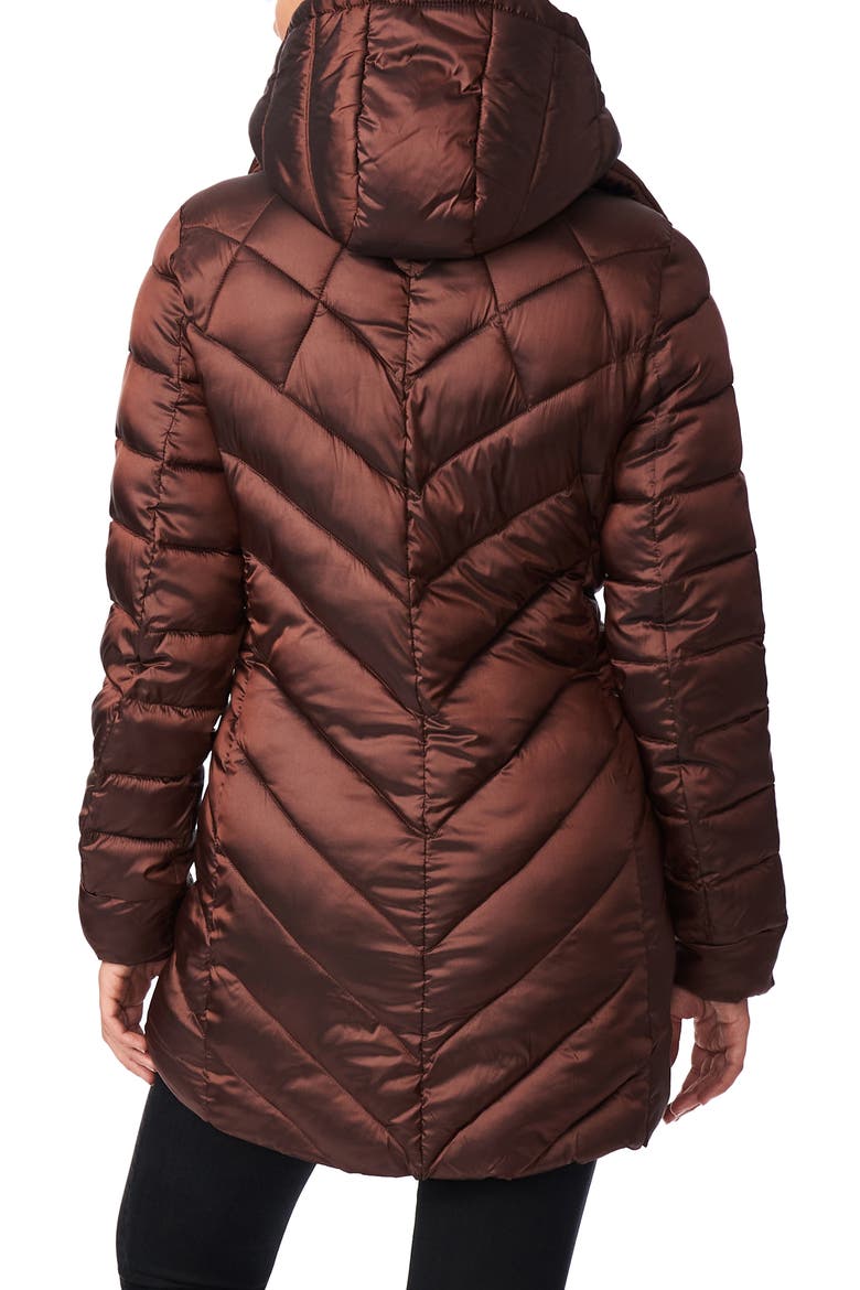 Asymmetrical Channel Quilted Jacket with Hooded Bib Inset, Alternate, color, ESPRESSO