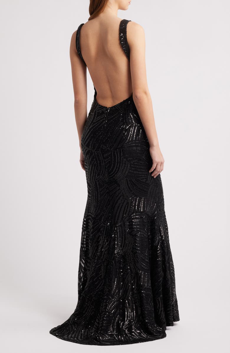 CITY STUDIO Royal Sequin Side Slit Gown, Alternate, color, Black