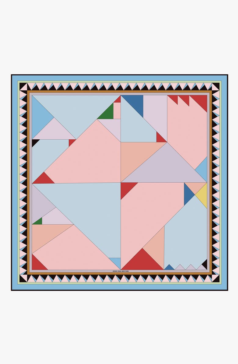 Jessie Zhao New York Double Sided Silk Scarf Of Color Recombination, Alternate, color, Pink