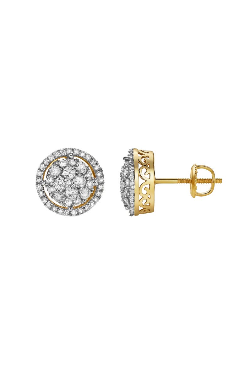 Zeledine 10K Yellow Gold Cluster Diamond Unisex Earrings - 0.63 Cts, Main, color, 10K Yellow Gold