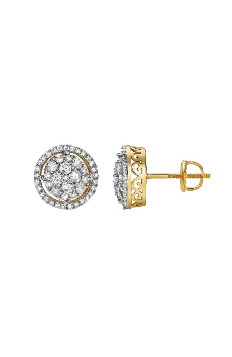 LuvMyJewelry Zeledine 10K Yellow Gold Cluster Diamond Unisex Earrings - 0.63 Cts, Main, color, 10K Yellow Gold