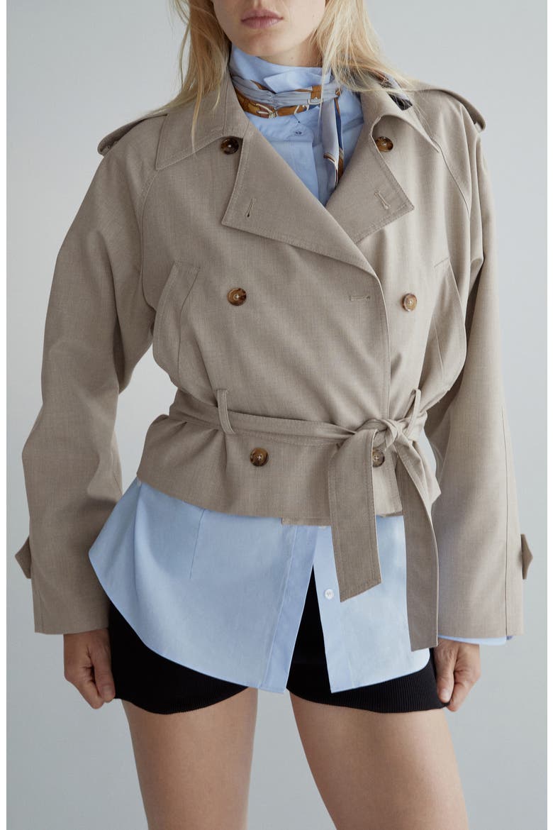 Short Trench Jacket, Main, color, BEIGE