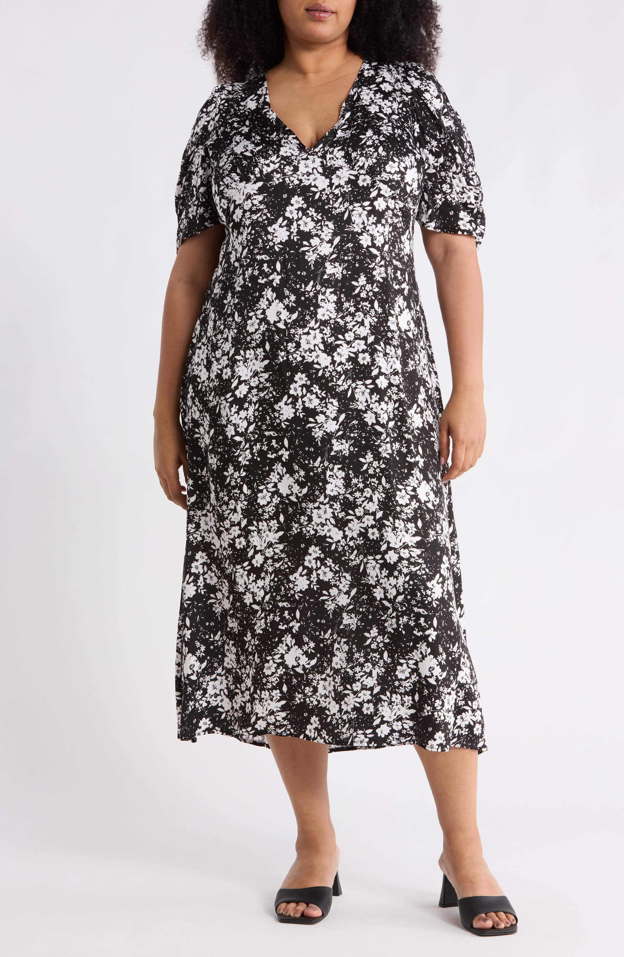 Renee C Floral Short Sleeve Maxi Dress