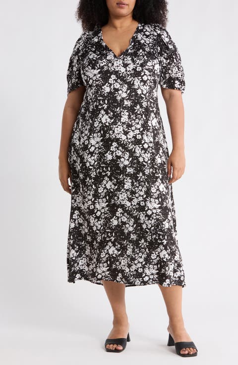 Floral Short Sleeve Maxi Dress (Plus)