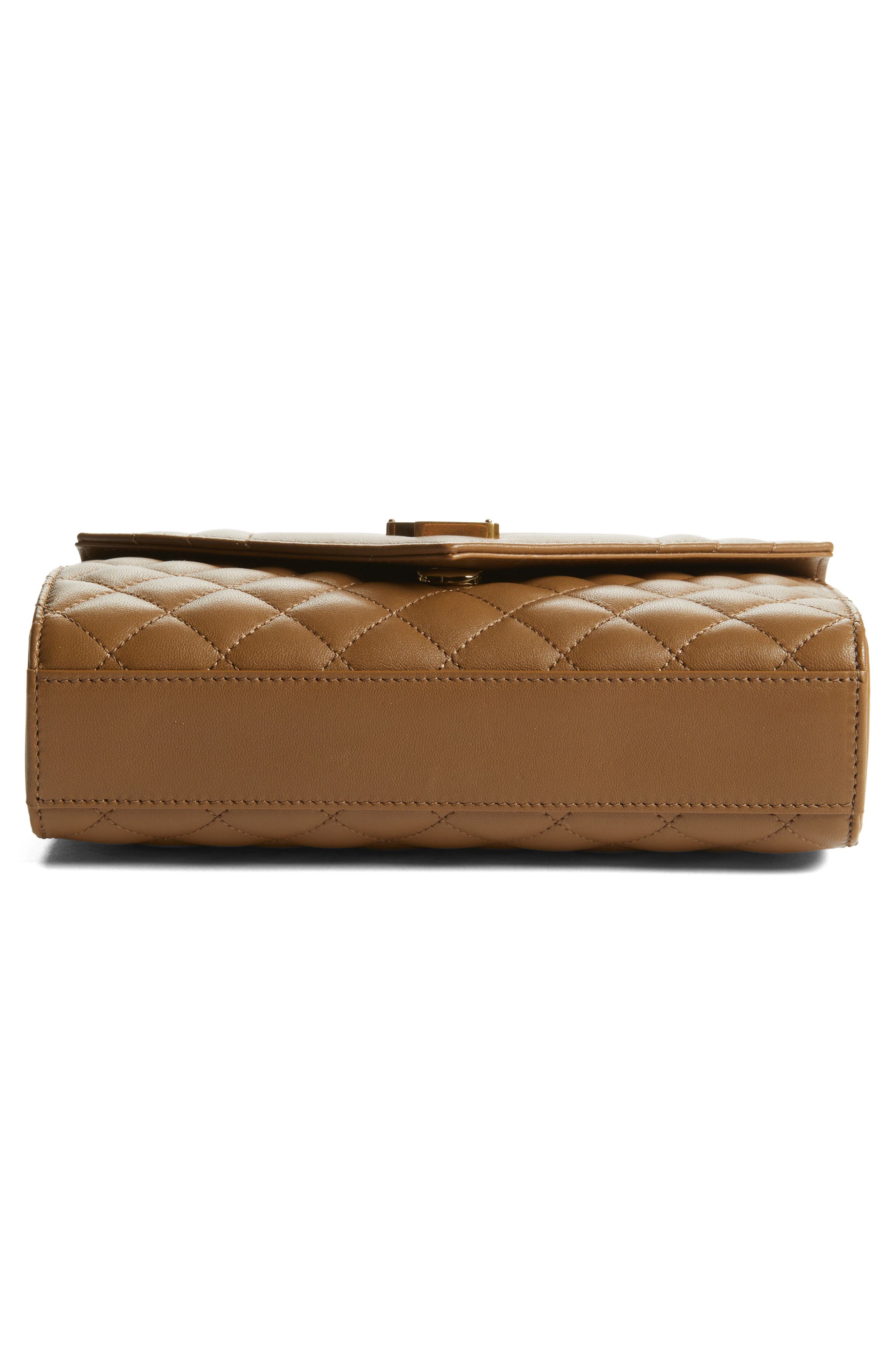 Saint Laurent Small Envelope Chain Strap Leather Shoulder Bag, Alternate, color, Dark Cork