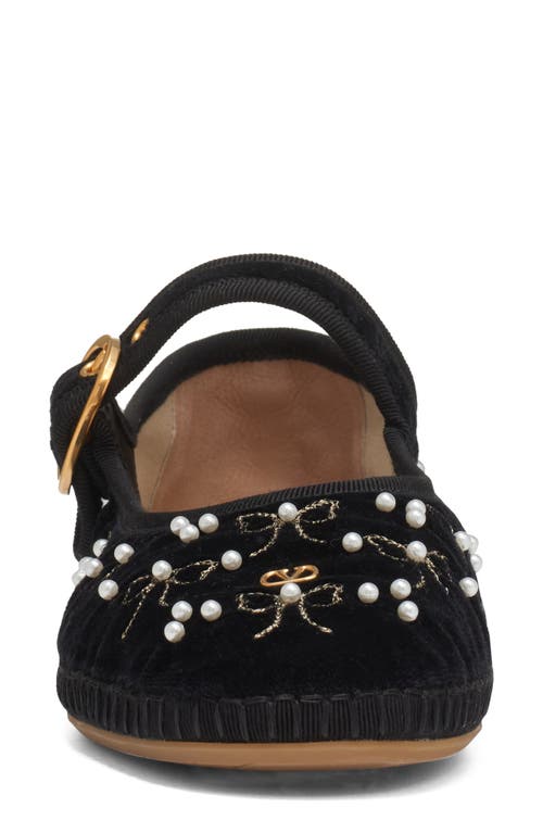 Valentino Endouce Bow Velvet Mary Jane Ballerina Flats