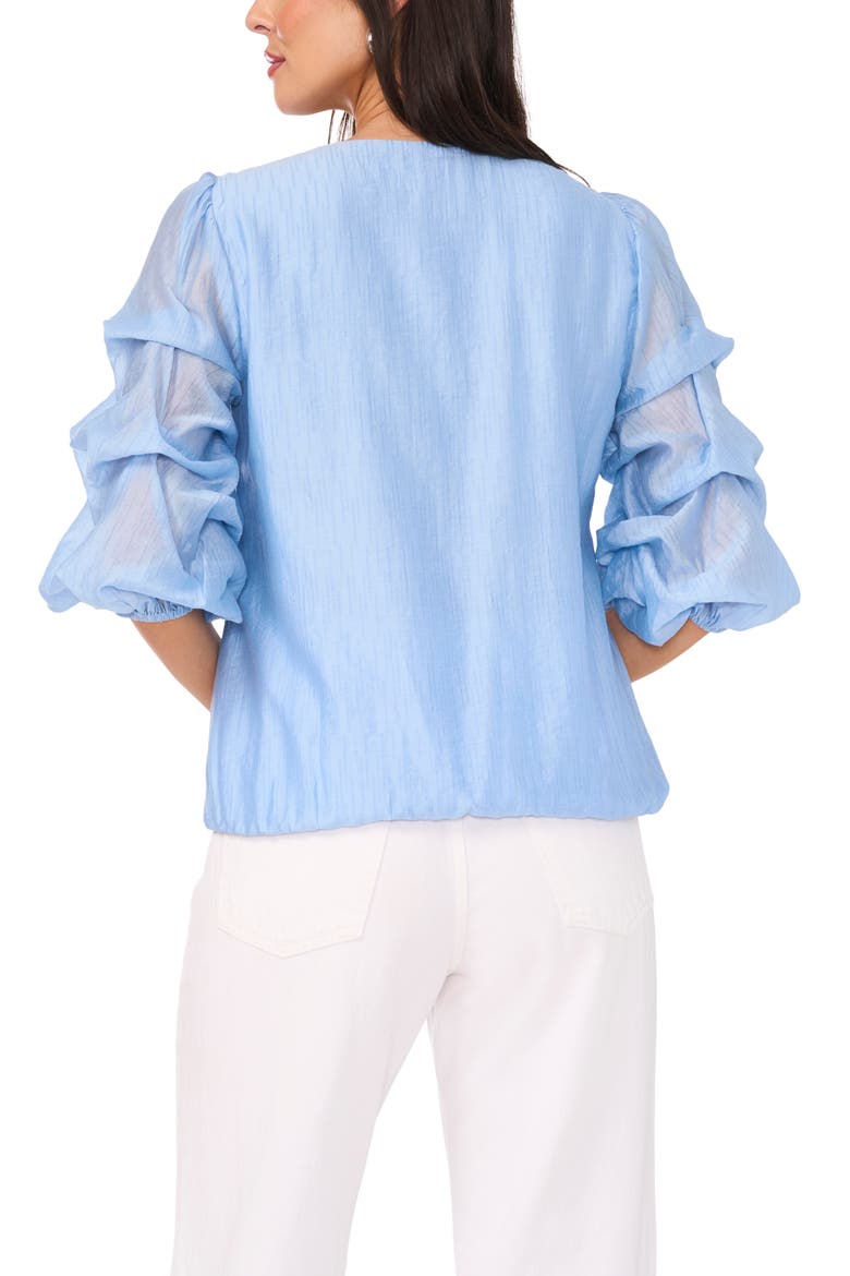 Metallic Slub Bubble Sleeve Top, Alternate, color, SKY