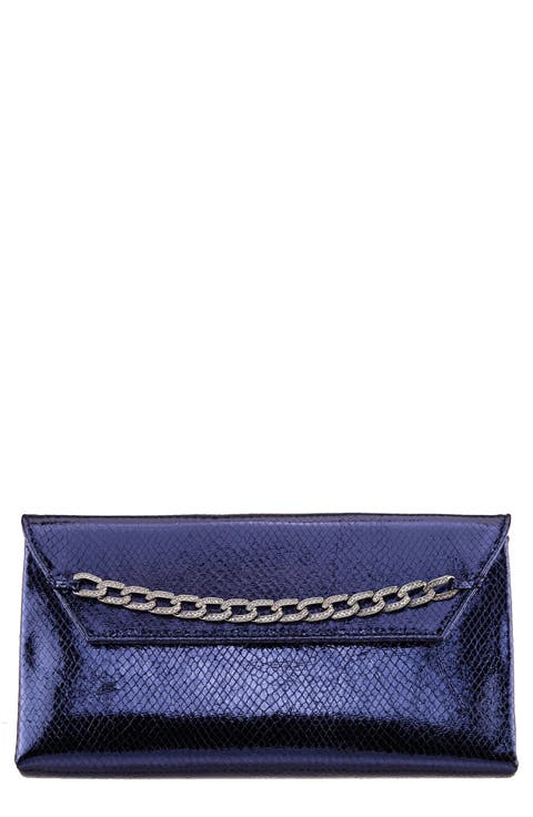 Metallic Snake Embossed Flap Bag