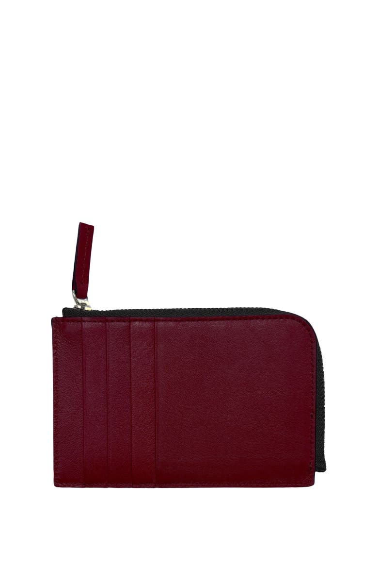 Upcycled Italian Leather Zip-Around Card Wallet, Alternate, color, Dark Cherry Red