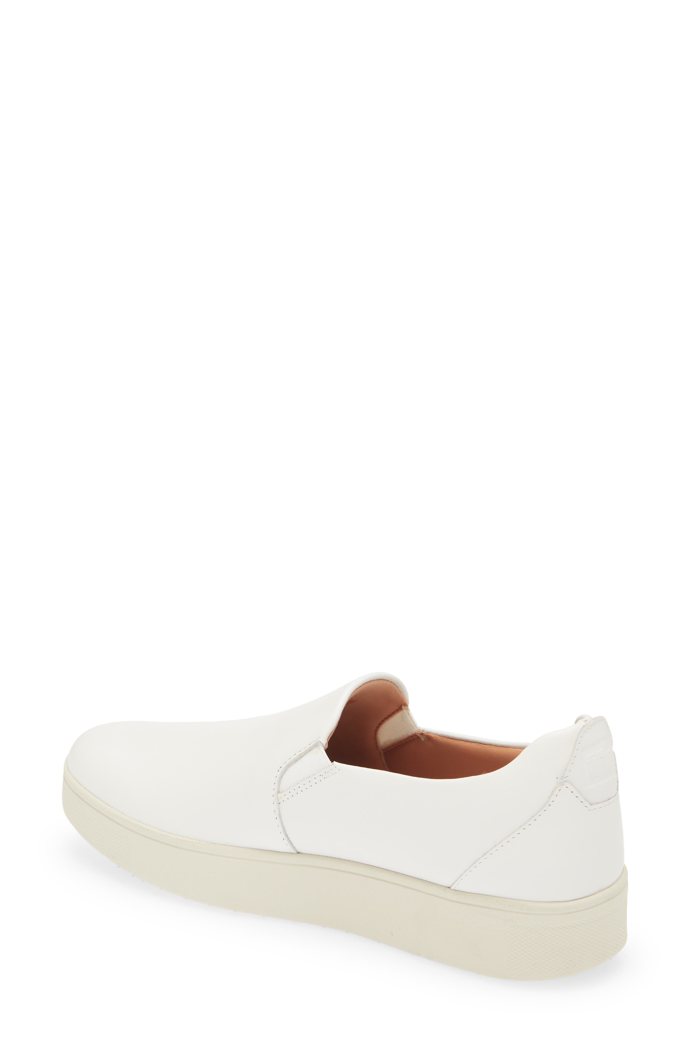 FitFlop Rally Leather Slip-On Skate Sneaker, Alternate, color, Urban White