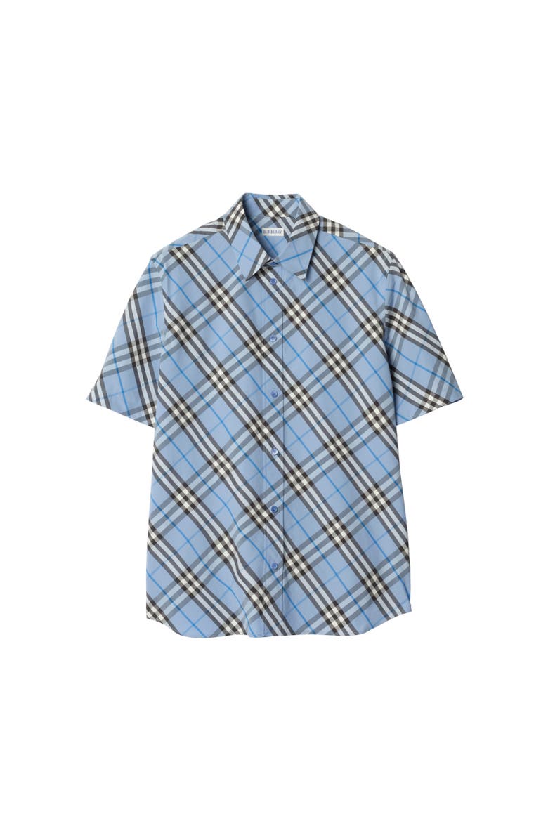 Burberry Classic Fit Check Cotton Shirt, Alternate, color, Cornflower Blue
