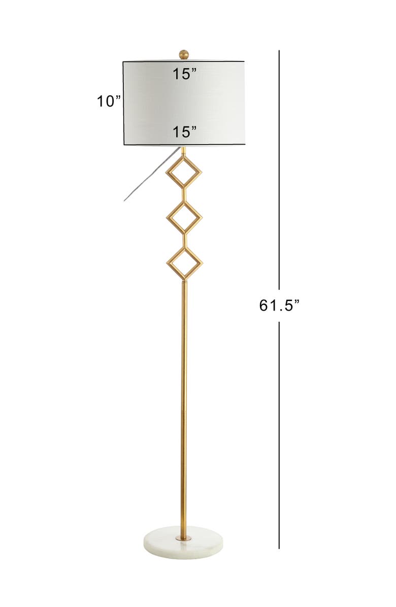 JONATHAN Y Diamante 61.5" Modern Gilt Metal with Marble Based LED Floor Lamp, Gold/White, Alternate, color, Gold Leaf/White