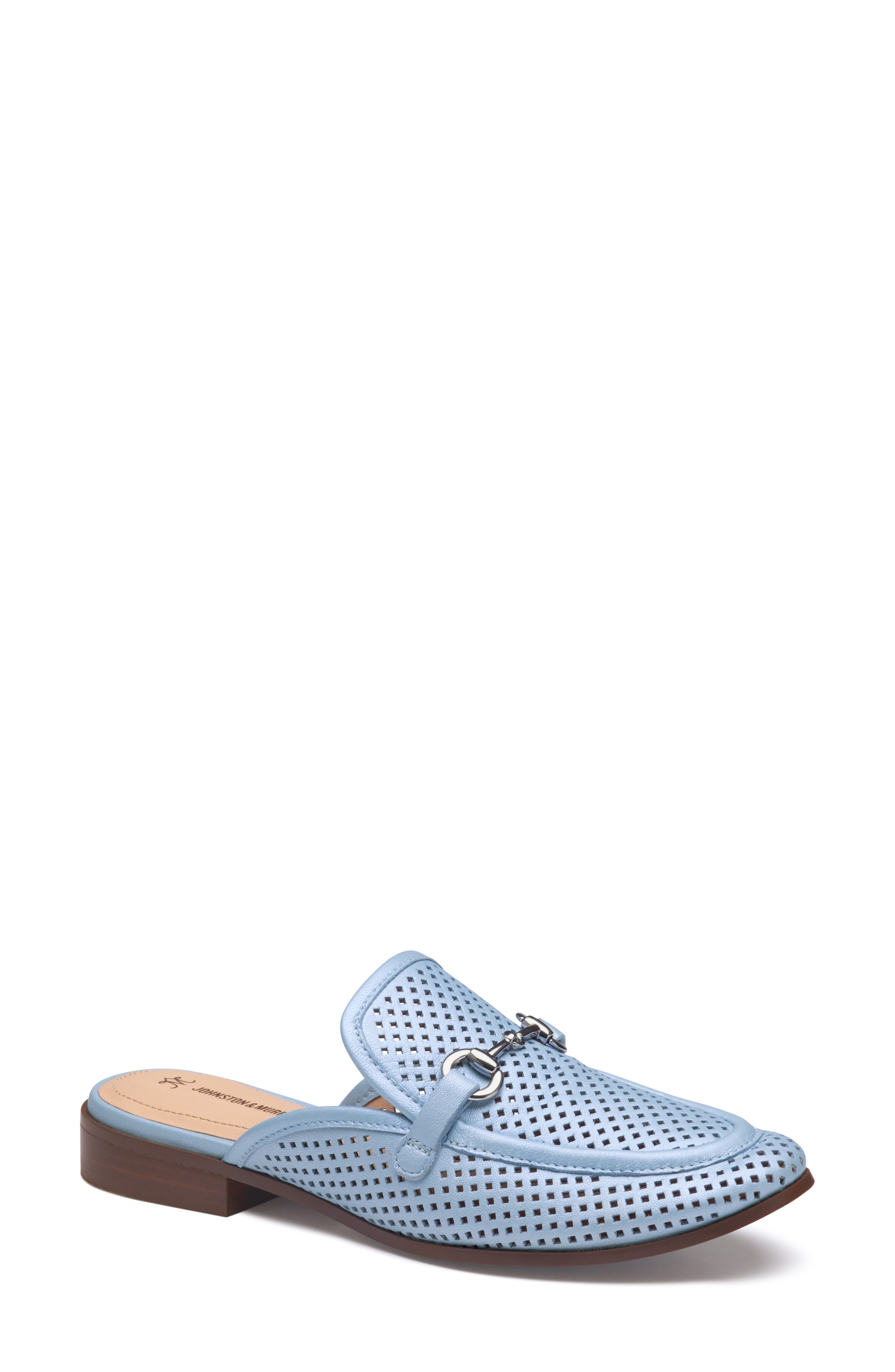 Johnston 
Murphy Ali Perforated Bit Mule, Main, color, Light Blue Pearlized