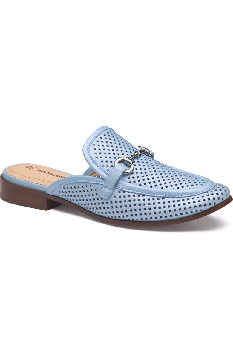 Johnston & Murphy Ali Perforated Bit Mule, Main, color, Light Blue Pearlized