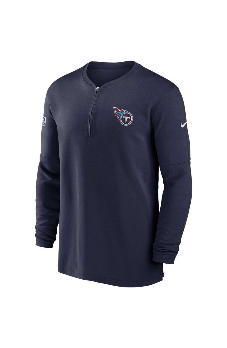 Nike Men's Nike Navy Tennessee Titans 2023 Sideline Performance Long Sleeve Tri-Blend Quarter-Zip Top, Alternate, color, Navy
