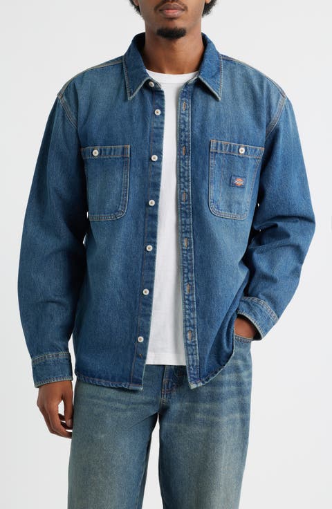 Mechanic Cotton Denim Button-Up Shirt