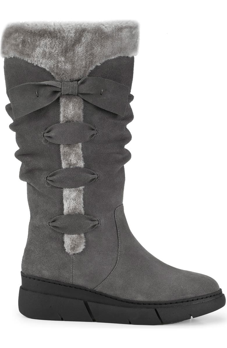 BARETRAPS Larenna Bow Tall Wedge Boot, Alternate, color, Dark Grey Suede