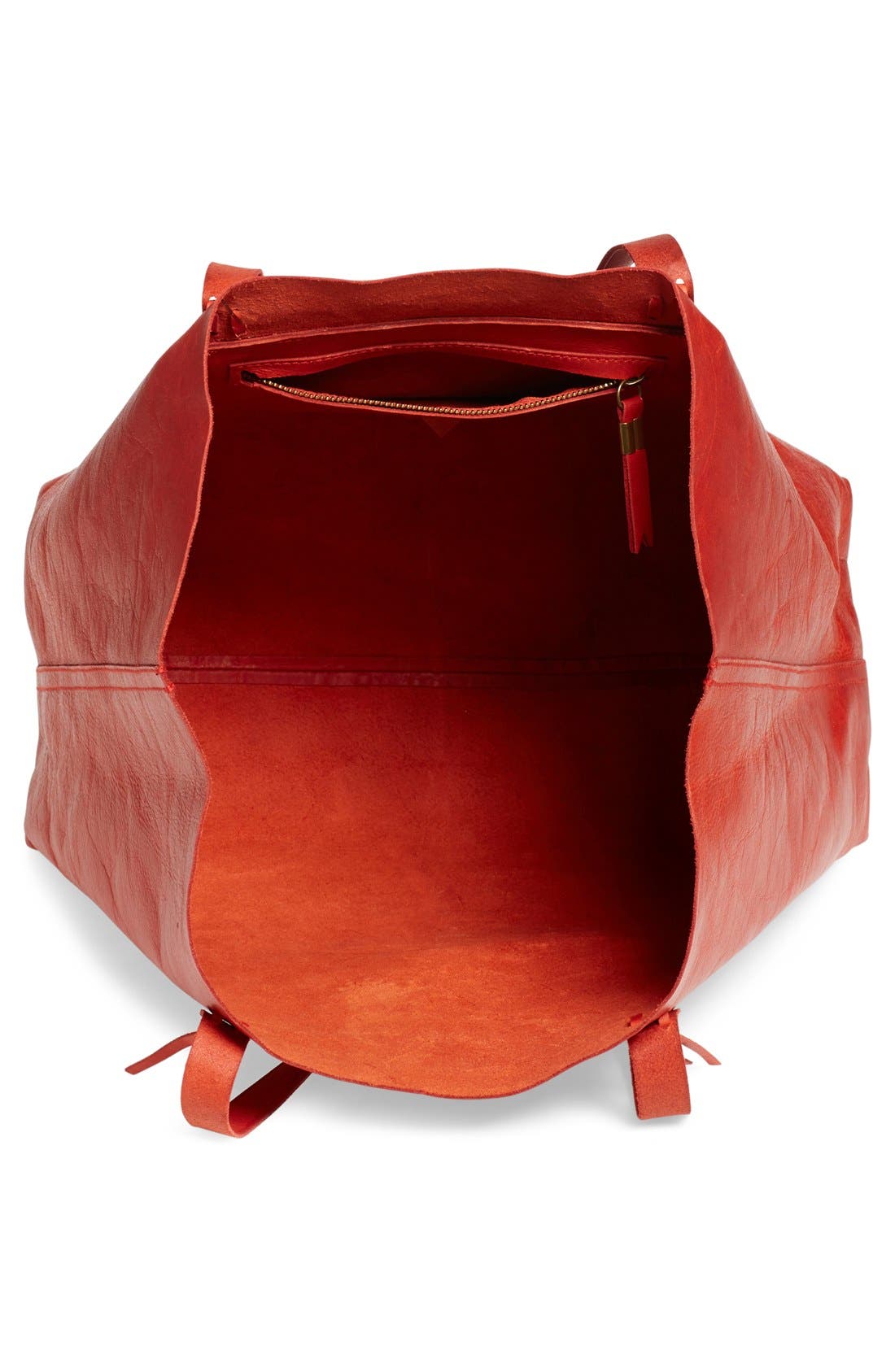 'Transport' Fringe Leather Tote, Alternate, color, THAI CHILI