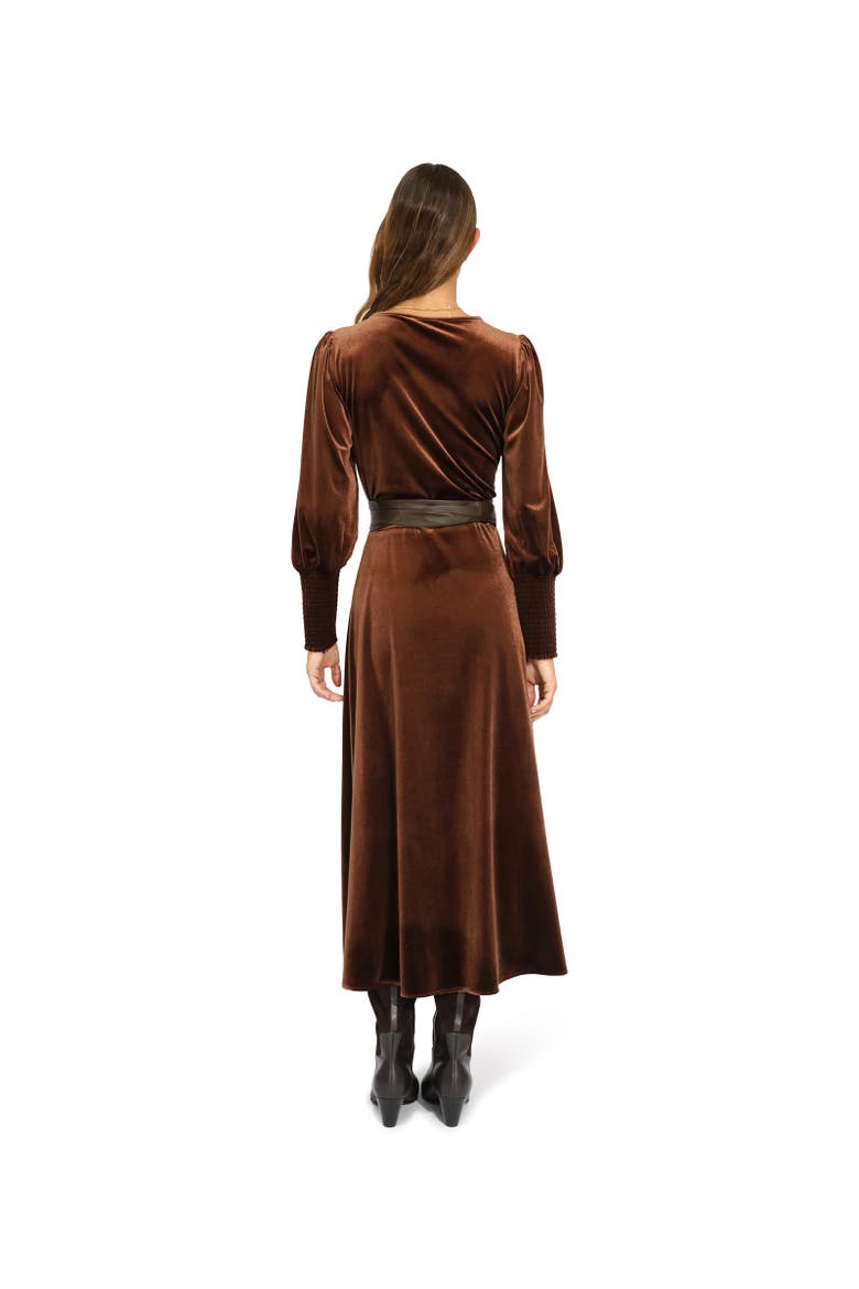 Current Mood Velvet Wrap Dress, Alternate, color, Dark Brown