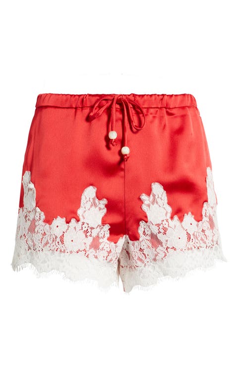 Lace Trim Satin Shorts