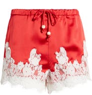 KITTENISH Lace Trim Satin Shorts