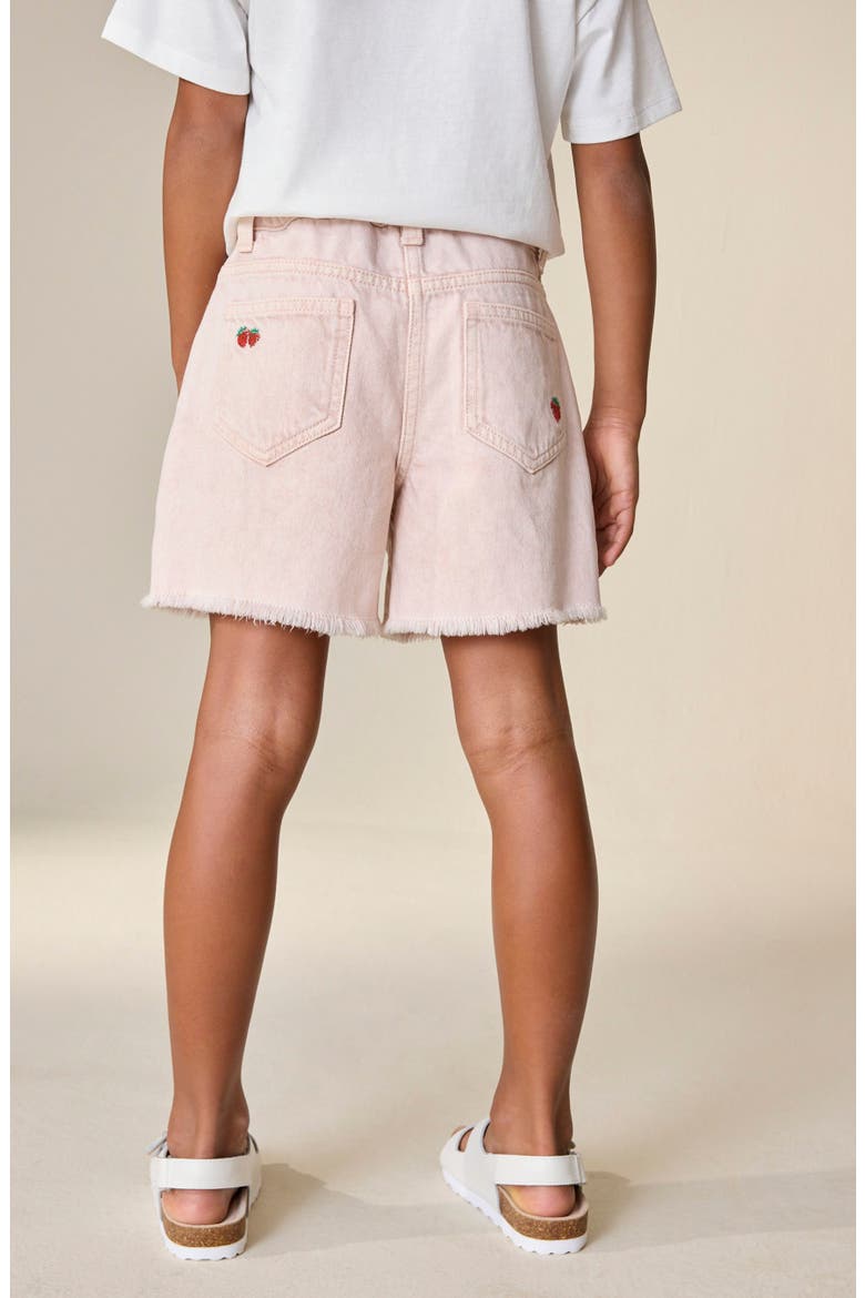 Kids' Embroidered Fruit Denim Shorts, Alternate, color, PINK