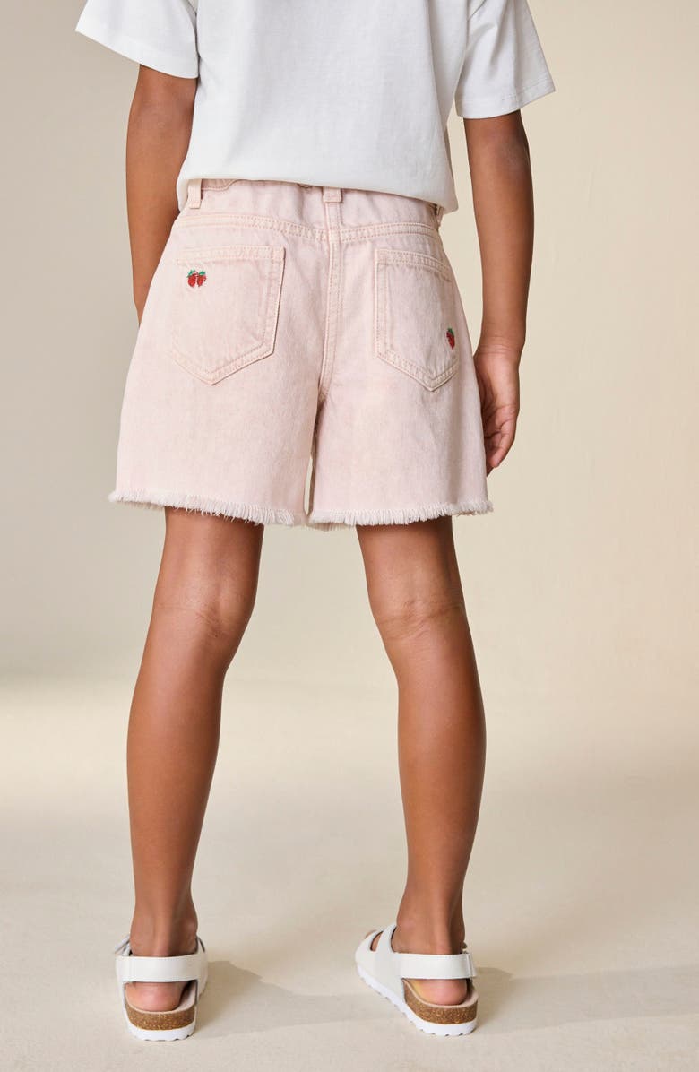 NEXT Kids' Embroidered Fruit Denim Shorts, Alternate, color, Pink