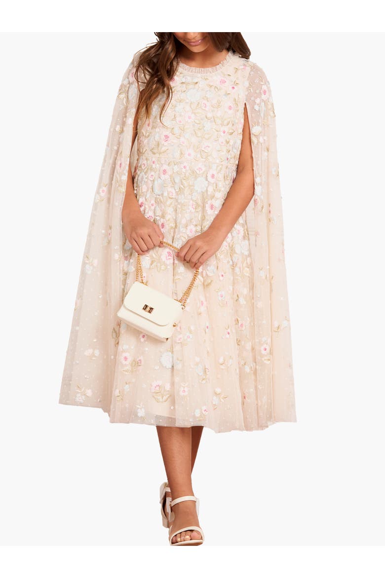 Ethereal Blooms Cape Kids Dress, Main, color, Cream/Multi