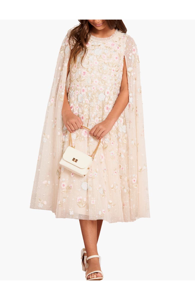Needle & Thread Ethereal Blooms Cape Kids Dress, Main, color, Cream/Multi